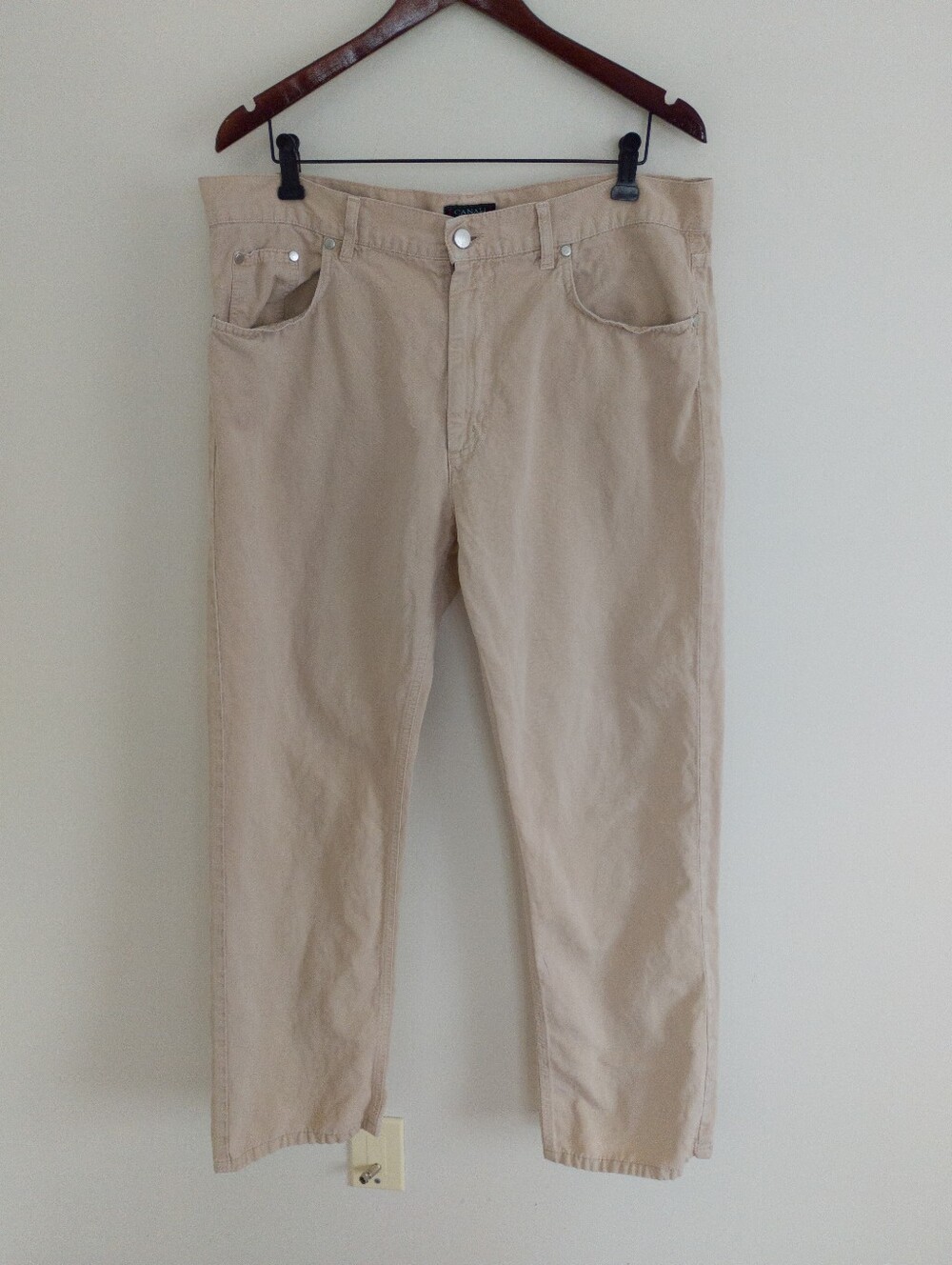 CANALI Sportswear Beige Linen Cotton Blend Chino Pants Made in Italy Mens 38